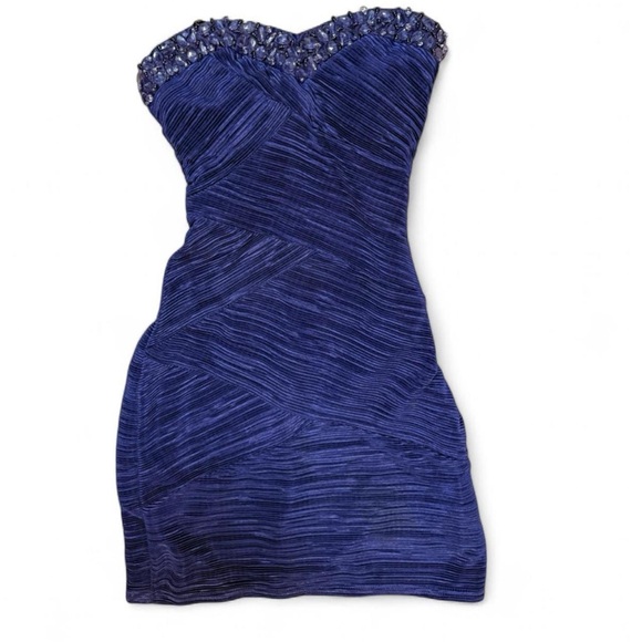 Morgan and Co bodycon bandage gemstone accent mini dress in royal blue purple